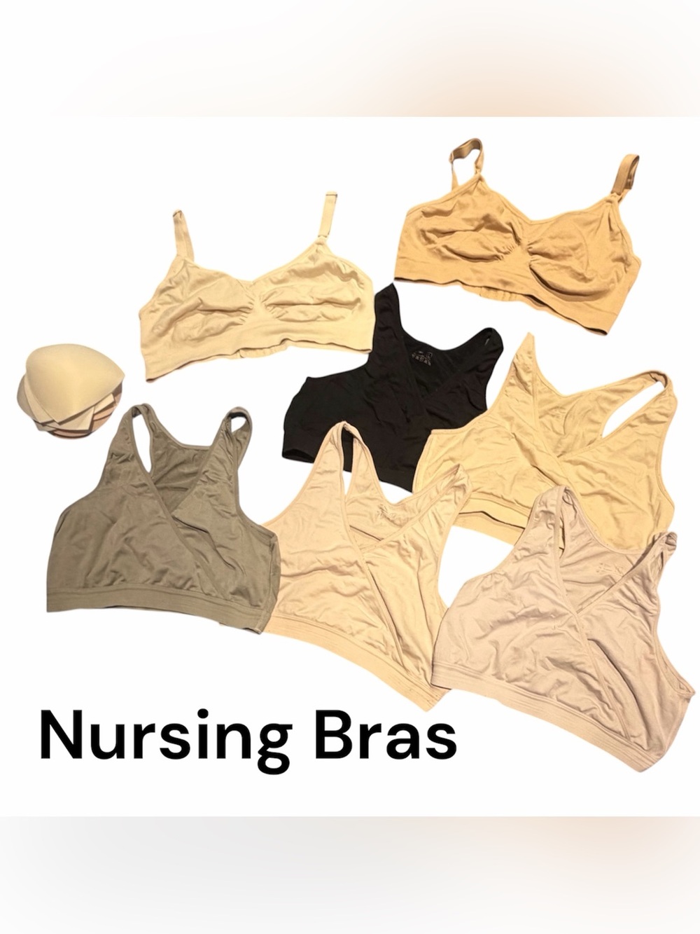 GUC Assorted Nursing Bra Pack of 7, Neutral Colors, Soft Comfort (5 Large, 2 XL)